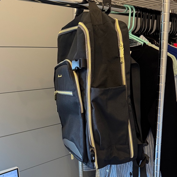 Women's Black Travel 4 Piece Backpack Set with Gold Accents - Picture 2 of 16